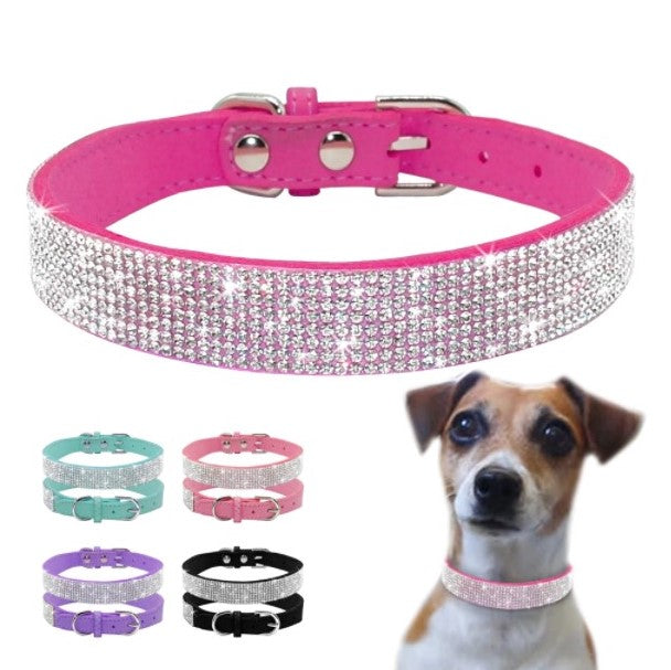 Bling Pink Suede Collar - Dogs and Horses