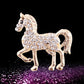 Crystal Horse Brooch (Gold)