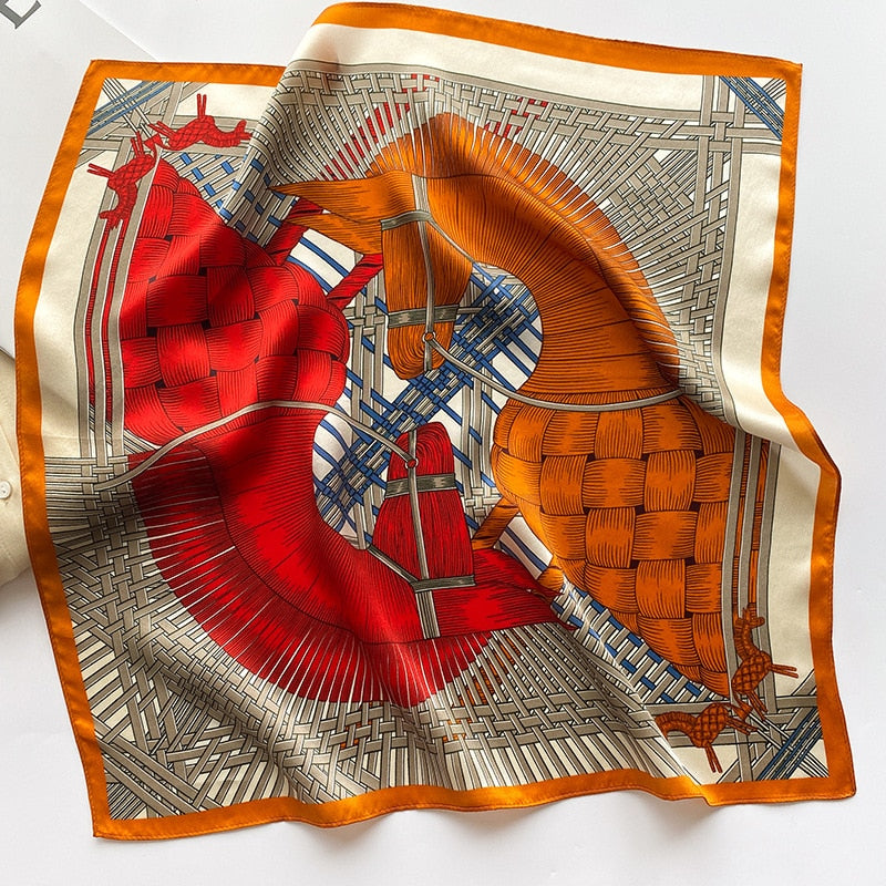 Sarita Orange Silk Scarf / 53cm