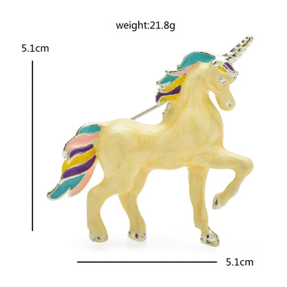 Enamel Unicorn Brooch